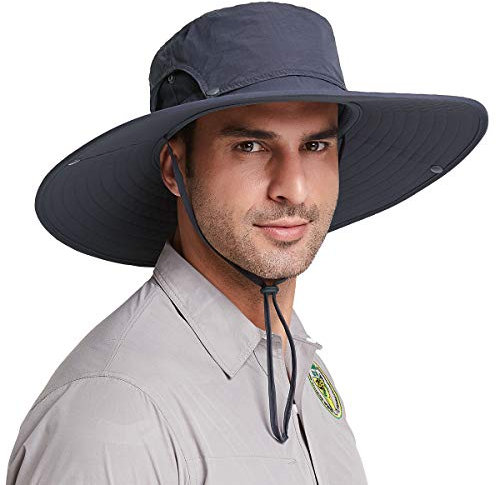 Gisdanchz Sonnenhut Tropen Herren Damen Wasserdicht Outdoor Tropenhut Safarihut Buschhut Anglerhut Sonnenmütze Masche Sonnenschutz Kopf Gartenhut Wanderhut Wide Brim Boonie Bucket Hat,Dunkelgrau