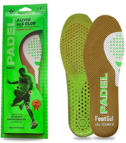 Footgel - Plantillas Padel | Plantillas Gel Deportivas Hombre/Mujer Transpirables, Cómodas | Estabilizadoras, Previenen Lesiones, Dolores en Pies, Rodillas y Lumbares | Tallas 39 a 42