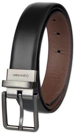 Calvin Klein Herren-Gürtel, 2-in-1, wendbar, drehbar, mit Schnalle, lässig, Kleid, schwarz/braun, X-Large (42-44)