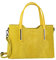 OBC Made IN Italy Damen Echt Leder Tasche Kroko-Prägung Business Shopper Wildleder Schultertasche Handtasche Ledertasche Umhängetasche (Gelb)