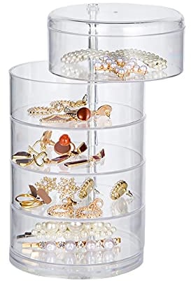 Yngffb Rotating Organiser Case, Hair Accessories Storage, Acrylic Jewellery Box, Made of plastic, a Variety of Storage, 360 Free Rotation, Small, for Jewelry, Hairpins, Lipsticks (21 x 11cm, 1 Piece)