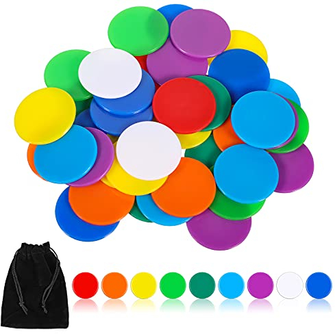 Aoriher 40 Pièces Petits Jetons de Comptage Jetons de Bingo de Compte Compteurs de Couleurs Multicolores Marqueurs en Plastique Apprentissage avec Sac de Rangement (Multicolore)