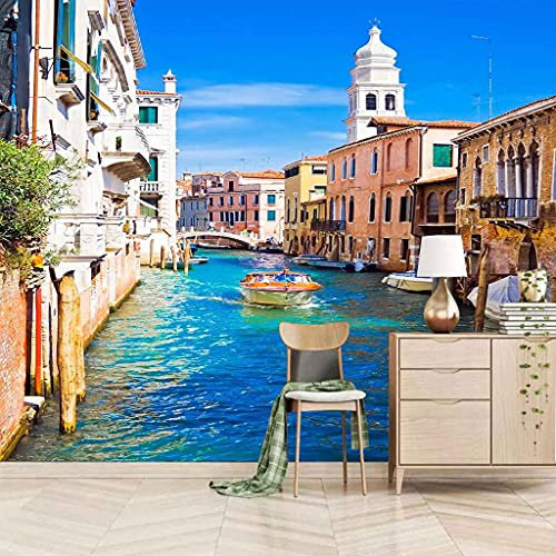 FVGKYS 3D Tapete Art Wandbild Fototapete Für Wohnzimmer Schlafzimmer Küche Kinderzimmer Wasserstadt Venedig Selbstklebend Aufkleber Poster Hintergrund Dekoration Benutzerdefinierte 150x105cm