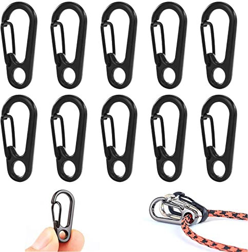 Mini Mousqueton Porte Clé,Mousqueton Escalade pour Camping,Clip Mousqueton (10pcs Noir)