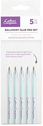 Crafter's Companion Glue Pen Set - Pack of 5 - Includes Ball Point Nibs - Perfect for Using with Gilding Flakes, Glitter and More