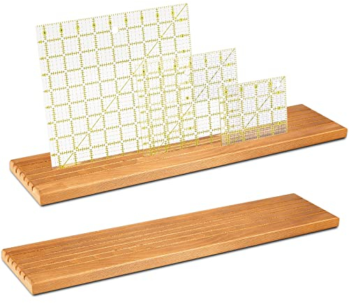 Quilt-Linealhalter aus Holz, Organizer mit 5 Fächern, Linealregal zum Quilten und Nähen, ideal für Zuhause, Büro, Schreibtischaufbewahrung, 2 Stück (braun)