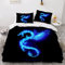 TAKOLI Bettwäsche 135 x 200 Blauer Drache, Weiche Microfaser Leuchtender Drache Bettwäsche Set 2 teilig - Schwarz Bettbezug & 1 Kissenbezüg 80x80, mit Reißverschluss