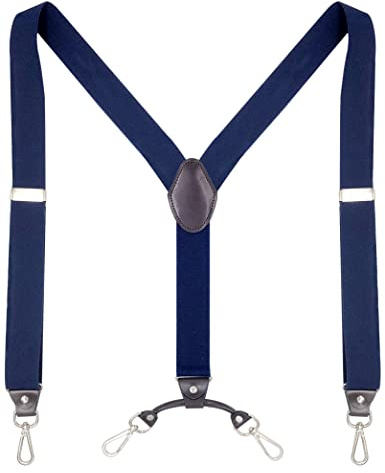 Ausukler Braces for Men Trousers Heavy Duty with 4 Swivel Hooks Adjustable One Size Elastic Suspenders