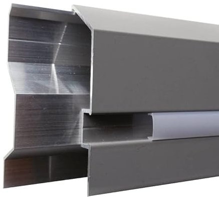Renoplast® Profilo per battiscopa in alluminio C2 Profilo terminale | Altezza: 8cm Spessore: 2,5cm Lunghezza: 200cm Colore: Marrone | Battiscopa Profilo per battiscopa Battiscopa | Pavimenti ventilati