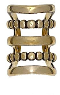 CHICNET Exotische Messing Ear Cuff Ohrmanschette mit Tribal-Design - Handgefertigtes Unisex-Statement-Piece für den Ethno-Look und Boho-Stil 5 Ringe Ohrring Ohrklemme gold antik