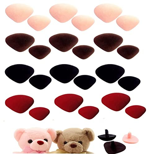JINJUMEI 24 Stück Sicherheitsnasen für häkeltiere, Flocking Sicherheitsnase Triangle Nase Kunststoff Bärennasen, Hundenasen zum Basteln mit Unterlegscheiben Puppe Tierpuppen