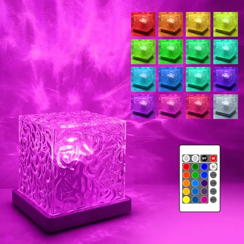 YATOSEEN Wasserwellen Lampe, 16 Farben Rotierende Dynamische Wellen Deckenprojektion Stimmungslicht mit Fernbedienung für Schlafzimmer/Party