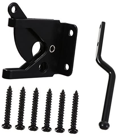 DOITOOL 1set Self Locking Gravity Lever Fence Lock Iron Bolt Lock for Wood Gate with Fastener Durable Garden Gate Latch for Enhanced Security and Easy Installation