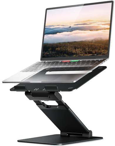 NULAXY Laptop Stand for Desk, Adjustable Laptop Riser Ergonomic Laptop Holder Adjustable Height from 1.2 to 20, Supports up to 22lbs, Compatible with MacBook, All Laptops Tablets 10-17(Black)