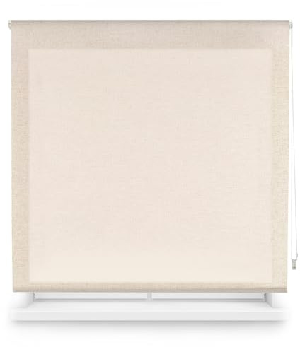 Blindecor Transparentes Rollo nach Maß | Rollo nach Maß | Leinenfarbe | 70 x 200 cm (Breite x Höhe) Stoffgröße 67 x 195 cm | Durchscheinende Rollos für Fenster