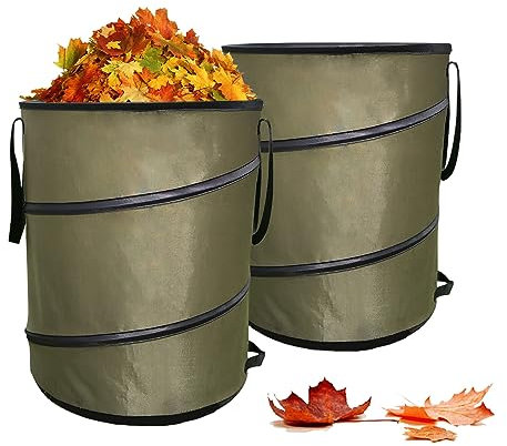 Pop Up Garden Waste Bag 113L, Garden Waste Bins Collapsible 420D Oxford Garden Rubbish Bags, Leaf Collection Bag Durable Garden Refuse Bags, Garden Bags Easy Transportation