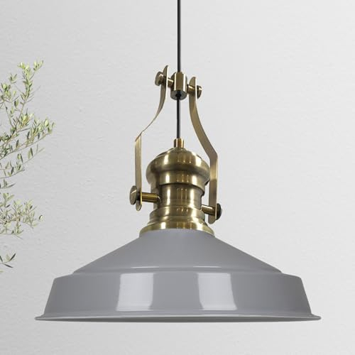 bamyum Neo-Asletl Hängelampe Industrial aus Metall Ø41 cm, Küchenlampe Vintage, Hängelampe Esstisch E27, Pendelleuchte Grau, Wohnzimmerlampe Hängend Vintage, Pendelleuchte Esstisch und Wohnzimmer