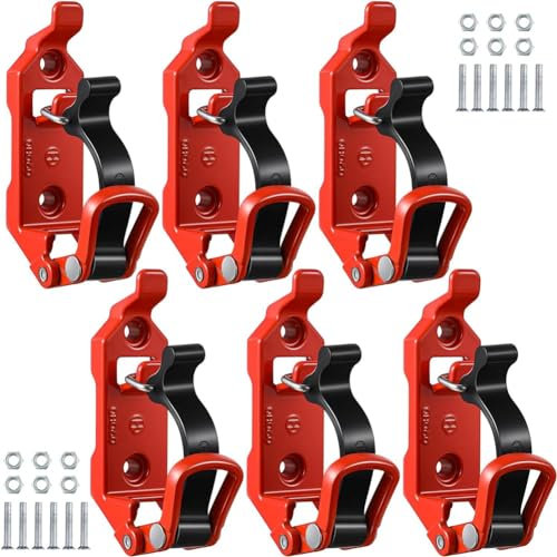 TsoLay Support de Pelle de 6 Pièces pour Support de Toit de Voiture, Kit de Support de en Métal Rouge pour Porte-Bagages de Camion, Bateau, Équipement Militaire et Outils.