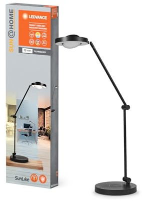 LEDVANCE SUN@HOME PANAN DESK DISC Schreibtischleuchte, weiß, 15W, 1200lm, regulierbares Weißlicht (2200K bis 5000K), stufenlos steuerbar, dimmbar, passt das Licht automatisch dem Biorhythmus an, IP20