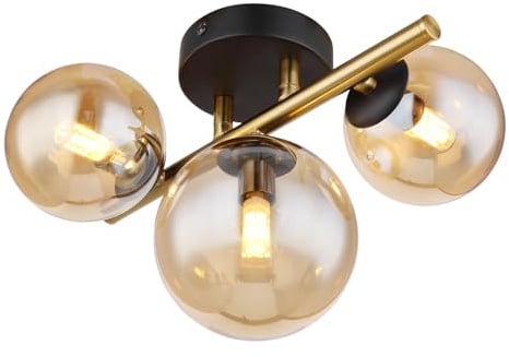 GLOBO Deckenleuchte Riha Schwarz mit Gold 3-flammig - 56135-3W |