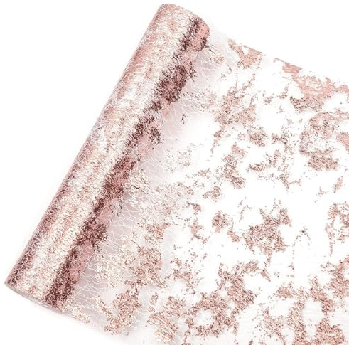 28cm x 10m Tischläufer, Glänzend Rosegold Tischband Polyester Tischdeko Tischläufer Rolle Tischdecken für Party Geburtstage Hochzeiten Taufen Weihnachten (Rosé Gold)