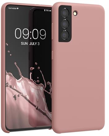 kwmobile Handyhülle für Samsung Galaxy S21 Hülle - Case Silikon - Kabelloses Laden - Schutzhülle Cover in Vintage Pink
