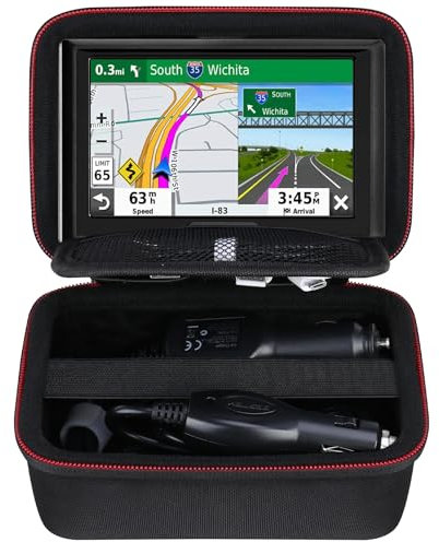 Elonbo GPS-Tragetasche für 5-5.5-Zoll Garmin Drive 51/52/53, DriveSmart 55, Garmin zūmo XT, dezl OTR500, zumo 396 LMT-S GPS-Navigationssystem, Extra Mesh Tasche Fits Car Charger Kabel, schwarz