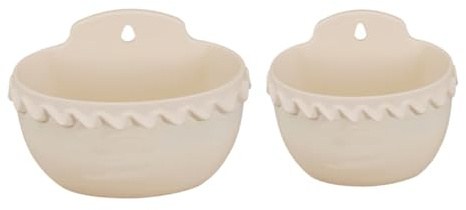 Gogogmee 2 Stück Kunststoff Wandblumentöpfe Halbrund Beige für Pflanzen | Wandhängekörbe, Platzsparende Form, Geeignet für Schlafzimmer und Waschküche