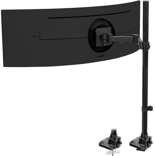 VIVO Single Ultra-Wide Monitor Extra Tall Desk Mount for up to 49 inch Ultrawide Screens, Clamp-on Adjustable Stand Holds 20kg, VESA up to 100x100mm, Black, STAND-V100T