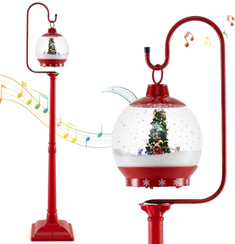 SOARS Weihnachtslaterne 173cm mit Musik & 15-farbigen Lichter, 360° drehbar, Straßenlaternen Weihnachten sprachgesteuert, Weihnacht Schneekugel Laterne batteriebetrieben, Weihnachtsdeko außen & Innen