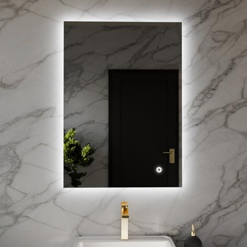 Harper & Harlow Auriga Illuminated LED Bathroom Vanity Mirror, 500x700mm, IP44, Adjustable Light Colour, Memory Function, Touch Control, Dimmable, Anti-Fog Demister, Landscape or Portrait Mounting