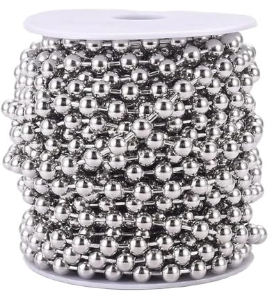 NihaoWXM 10 m/Rolle 1,5–10 mm Edelstahl-Perlen-Kugelketten for DIY-Schlüsselanhänger, Halskette, Schmuckherstellung, Zubehör Kugelkette(5mm)