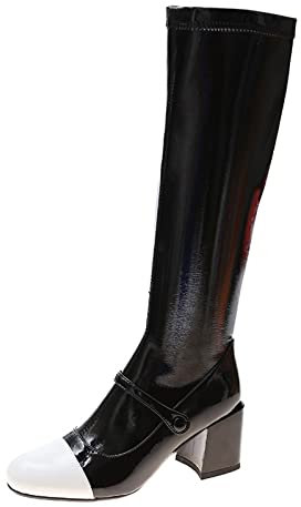 Scarpe Invernali Calde e pratiche Scarpe da Donna Scarpe con Tacco Alto Scarpe Invernali Calde da Moto décolleté con Cerniera da Neve Stivali Alti firmati