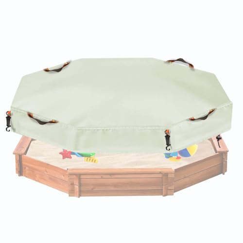 NGB Octagonal Sandbox Cover, 600D Waterproof Oxford Cloth Sandbox Protector with High-Efficiency Windproof Hooks 4, Easy-to-Find Reflective Handles and Fixed Elastic Drawstring (Beige, 85x78x9)
