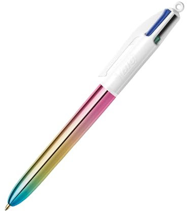 BIC Lot de 4 stylos multicolores rétractables avec 4 encres vives assorties pour l'école, le bureau et le code couleur