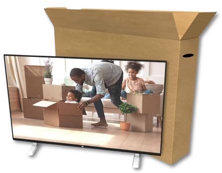 TV Boxes for Moving House, Storage and Removals, Double Wall Heavy Duty Cardboard TV Box with Hand Holes (Fits 22 - 70 TV) (22-24″ Box) 610 x 200 x 504mm (with stand)