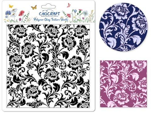 CHGCRAFT Moldes de silicona con textura de fondo de flores de encaje, moldes de arcilla polimérica, herramientas de textura de arcilla para arcillo, cerámica, aretes, joyería, máquinas de grabado de