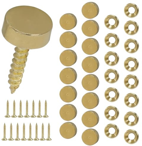 Zorfeter 16 Pcs Brass Decorative Screw, Retro Mirror Screw Covers