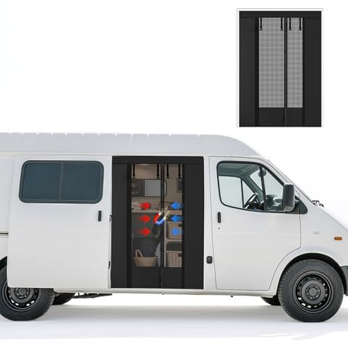 Trsaow 178 * 133 cm Mosquitera magnética Compatible con VW para Puertas correderas. Mosquitera Protectora contra Insectos y Sol. Red de Sombra para Puertas Laterales de Camping