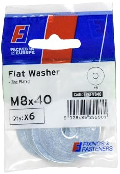 Forgefix Flat Washers ZP M8 x 40mm ForgePack 6, bright zinc plated for increased corrosion resistance