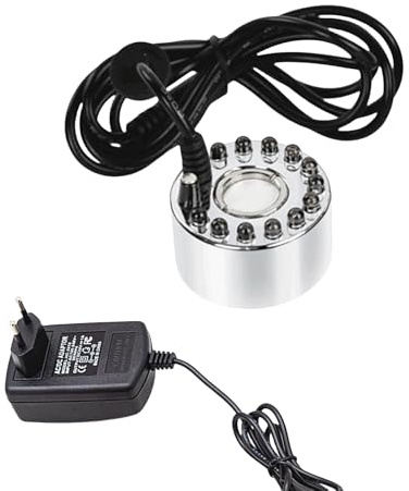 Aobiforu Nebulizzatore, 12 LED per Fontane da Interno, Piccolo Nebbiogeno per Laghetto per Fontane d'Acqua, Laghetti, Halloween, Decorazioni Natalizie