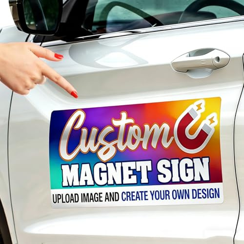 Auto Magnetschilder Personalisierte Auto Aufkleber, Magnetschild selbst gestalten mit Wunschtext und Logo, für jeden Autotyp, Unternehmen (Individuelle Informationen - Größe auswählen)