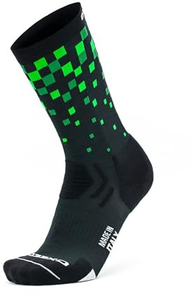 Oxeego Calze Ciclismo Uomo Donna Termiche Pixels - Calzini Bici Ossigenanti con Spugna Antibatterica e Rinforzi su Punta e Tallone (Forest - 35/38)