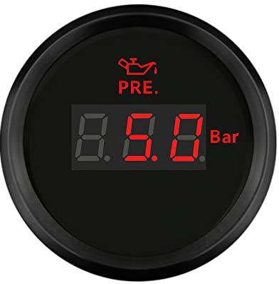 ELING Waterproof Digital Oil Pressure Gauge Meter 0-5bar With Backlight 52mm(2) 9-32V for Excavator Marine Sailboat