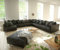 DELIFE Couch Clovis XXL Schwarz mit Hocker Ottomane Rechts Wohnlandschaft Modulsofa