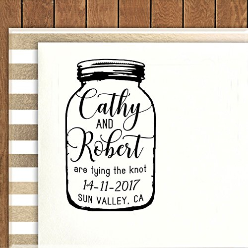 Printtoo Personalized Wedding Invitation Save The Date Stamp Self Inking Mason Jar Rubber Stamp