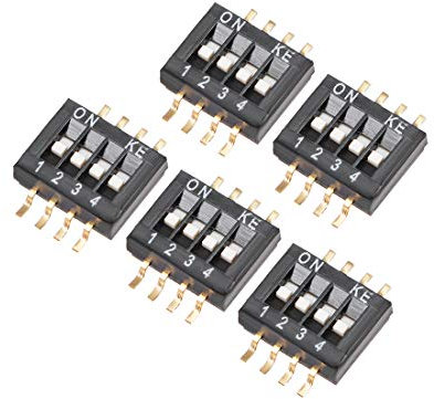 uxcell 5 Pcs Black SMD DIP Switch 1-4 Positions 1.27mm Pitch for Circuit Breadboards PCB
