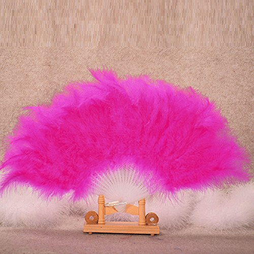 FeiliandaJJ Tanzparty Showgirl Faltfächer Handfächer Damen Vintage Elegant Feder Chinesischer Stil für Hochzeits Party Dekoration Geschenk Ethnischer Tanz Chinesisches Kung Fu Sommer Lüfter (Pink)