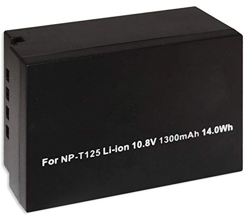 1 ou 2 batteries compatibles avec Fuji NP-T125 pour Fujifilm GFX 50S, GFX 50R, GFX100 [Li-Ion | 1300 mAh | 10,8 V | 100 % compatible]