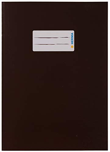 HERMA 19768 Heftumschlag A5 Karton Braun, Hefthülle mit Beschriftungsfeld aus stabilem & extra starkem Papier, Heftschoner für Schulhefte, farbig